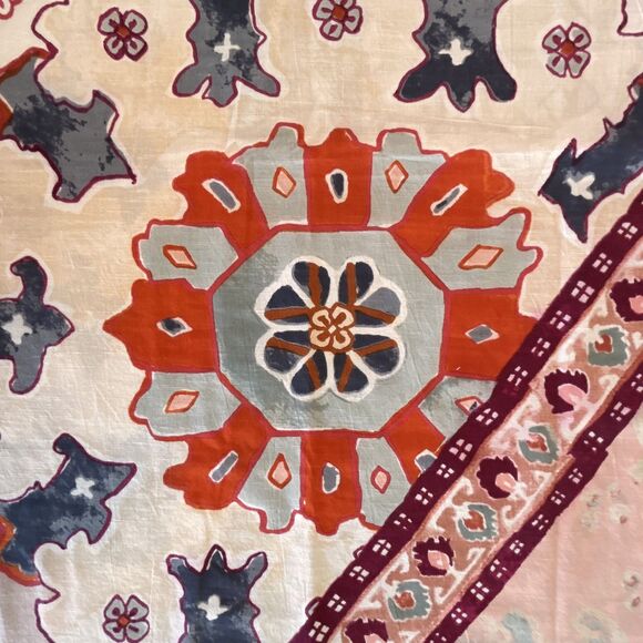 Anthropologie Risa Cotton Shower Curtain Boho Fall Multi-Color Neutrals 72x72 - Picture 6 of 16